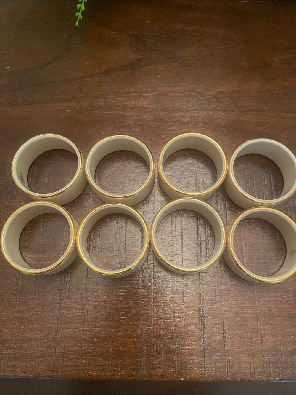 Vintage Lenox Set of 8 cream Napkin Rings trimmed in 14k gold